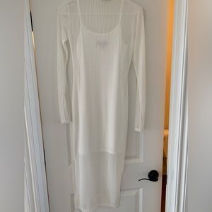 White sheer stripe high neck maxi dress. Size 4.